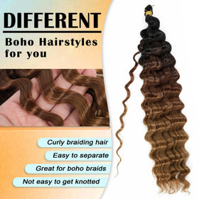EERYA Long Curly Braiding Hair 18 Inch Ocean Wave hairstyle example