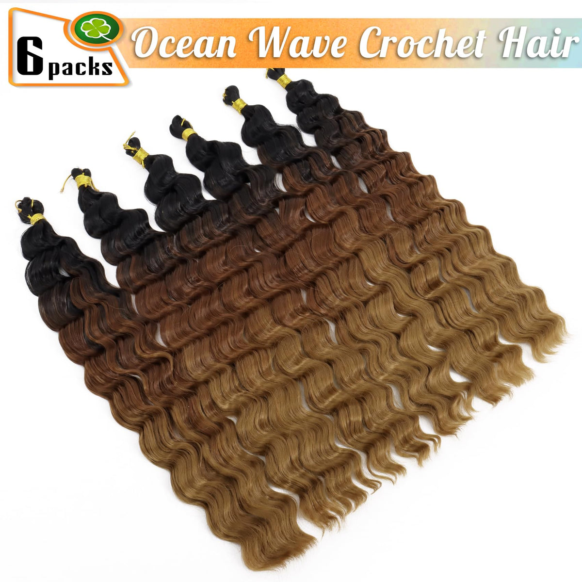 EERYA Long Curly Braiding Hair 18 Inch Ocean Wave in T1B/30/27