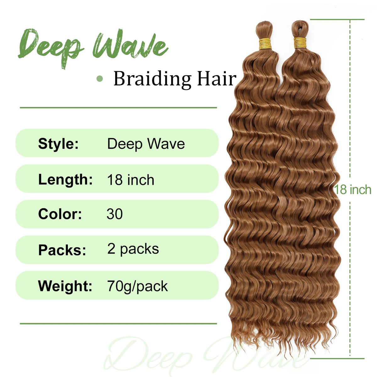 EERYA Long Curly Braiding Hair 18 Inch Ocean Wave packaging
