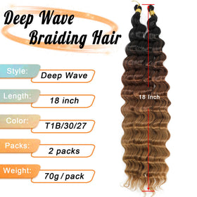 EERYA Long Curly Braiding Hair 18 Inch Ocean Wave packaging