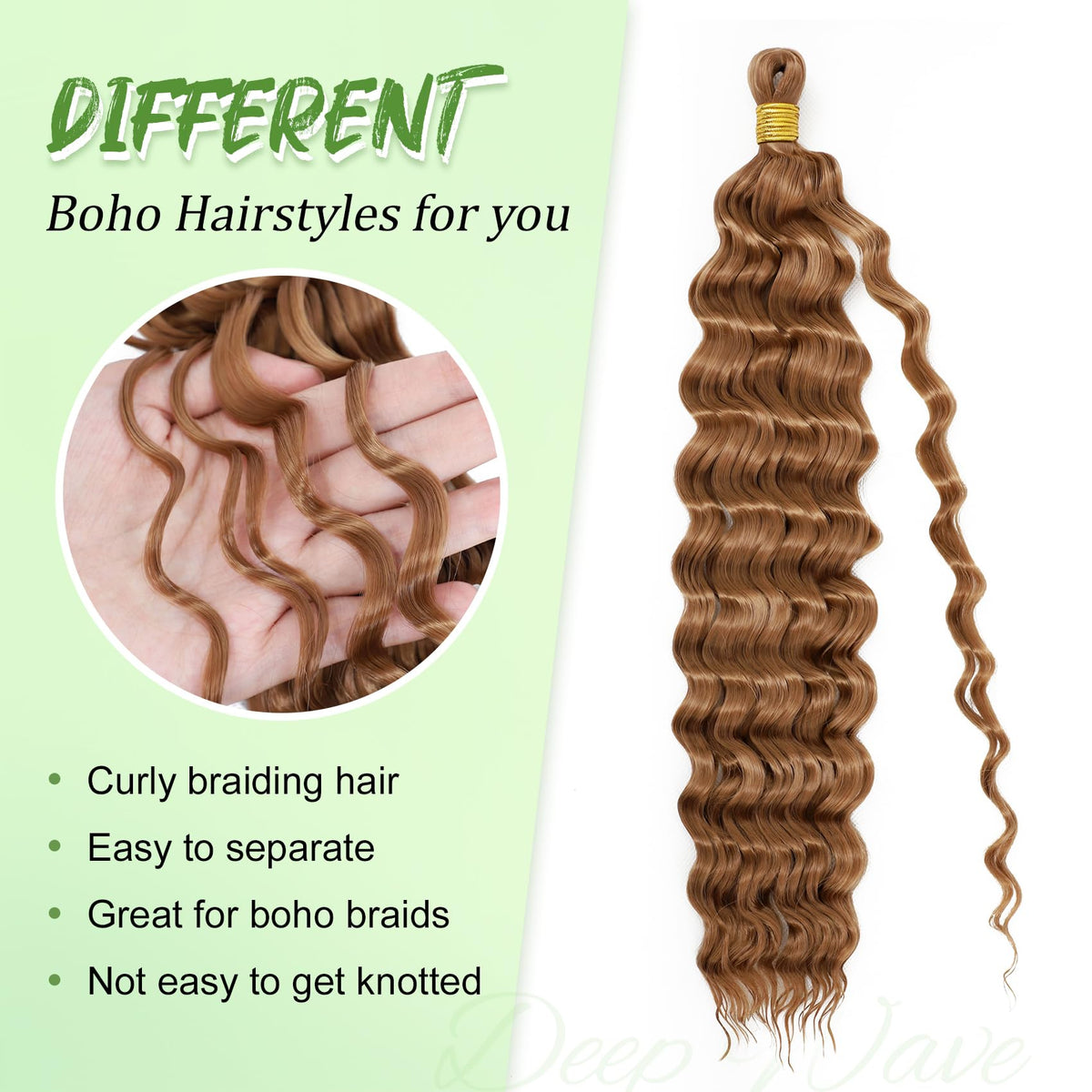EERYA Long Curly Braiding Hair 18 Inch Ocean Wave styled in braids