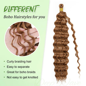 EERYA Long Curly Braiding Hair 18 Inch Ocean Wave styled in braids