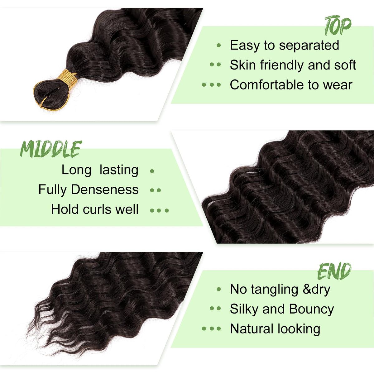 EERYA Long Curly Braiding Hair 20 Inch close-up of texture