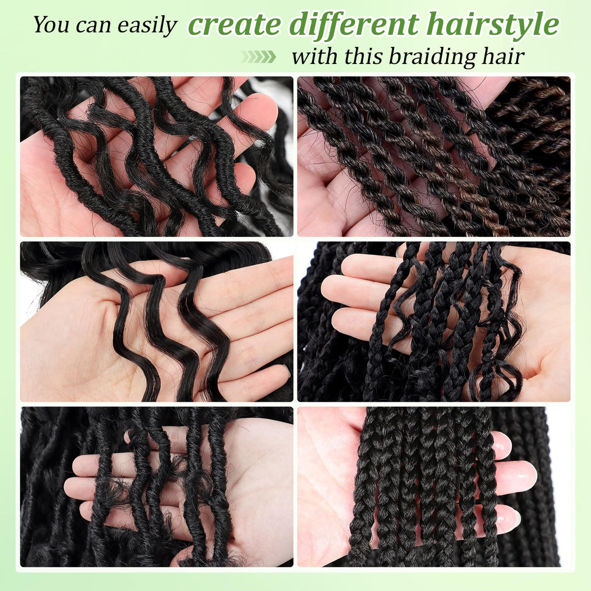 EERYA Long Curly Braiding Hair 20 Inch styled in boho braids
