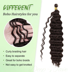 EERYA Long Curly Braiding Hair close-up of ocean wave texture