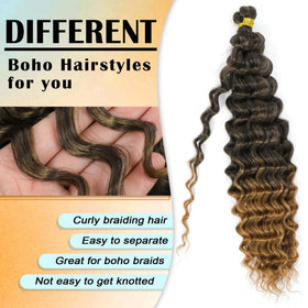 EERYA Long Curly Braiding Hair styled in boho box braids