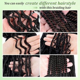 EERYA Long Curly Braiding Hair styled in boho box braids