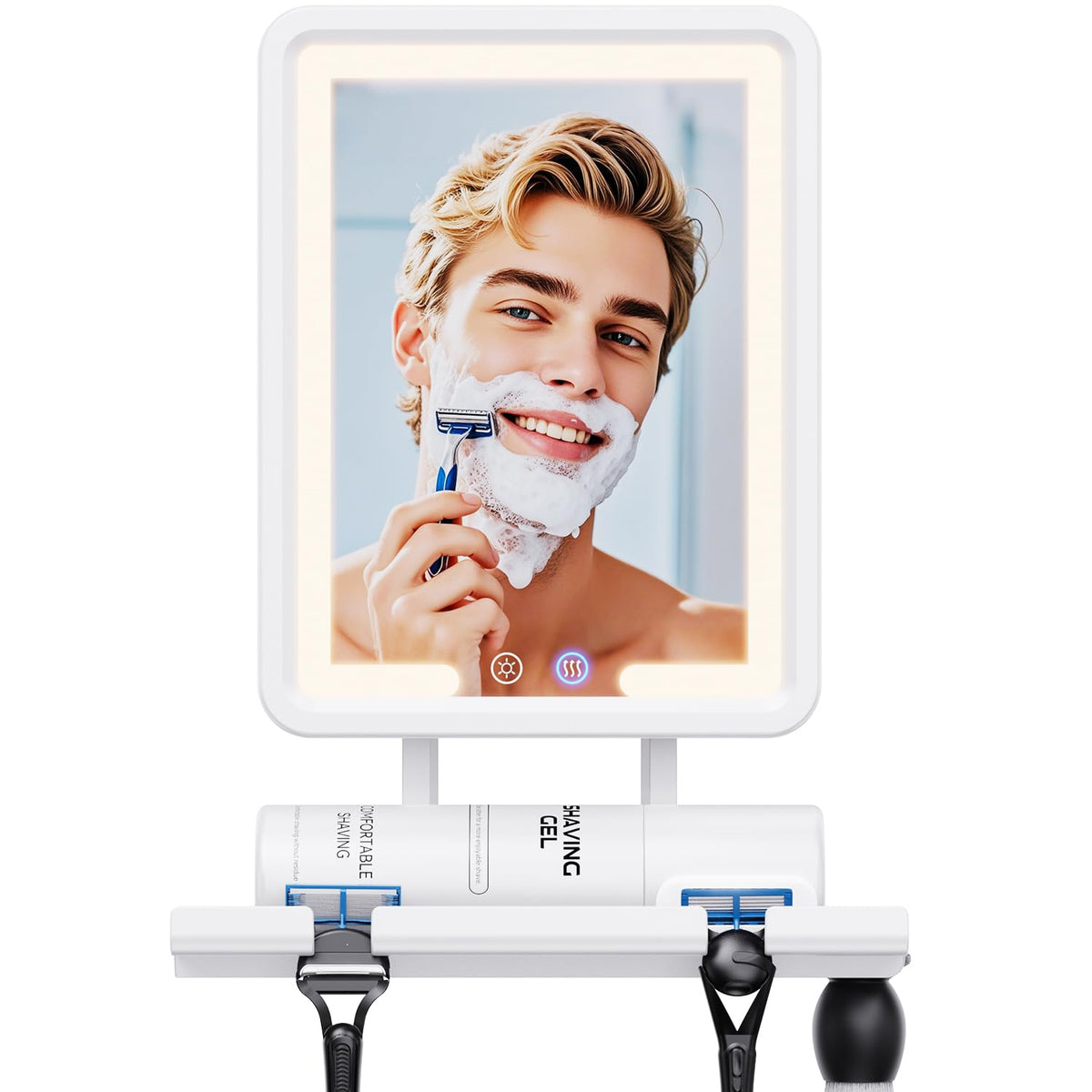 eeuuty Heated Shower Mirror Fogless front view with dimmable lights