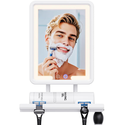 eeuuty Heated Shower Mirror Fogless front view with dimmable lights