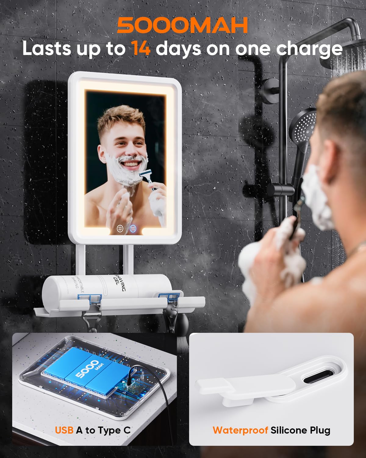 eeuuty Heated Shower Mirror Fogless mounted in a bathroom