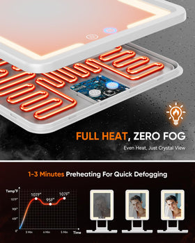 eeuuty Heated Shower Mirror Fogless with Natural lighting mode