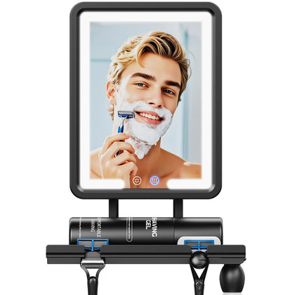 eeuuty Heated Shower Mirror front view with dimmable lights