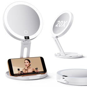 eeuuty Travel Makeup Mirror showing LCD screen and touch controls