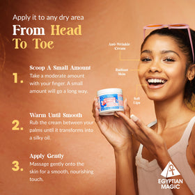 Egyptian Magic cream application on skin