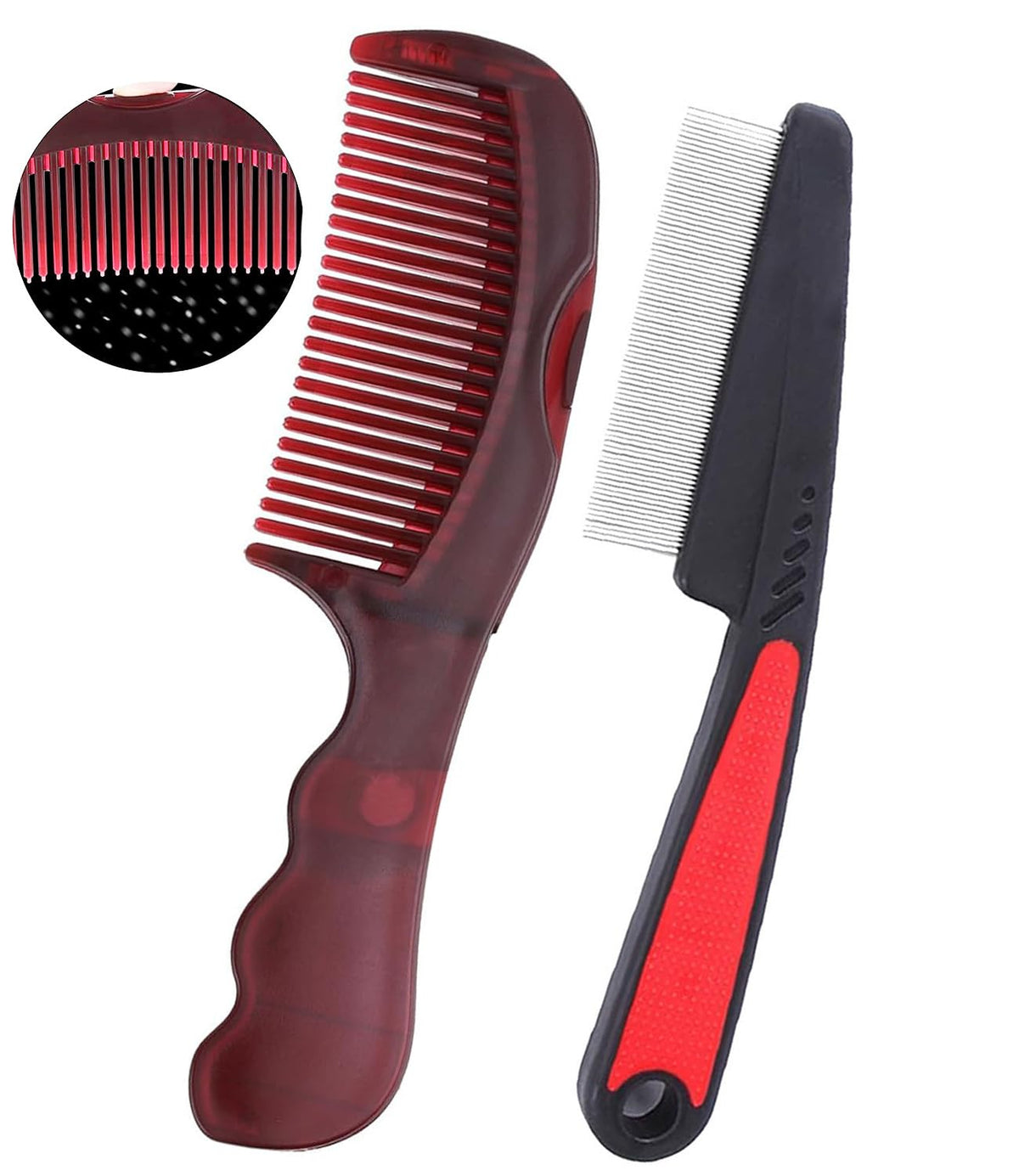 EHBELIF Dandruff Comb 2-Pack front view with stainless steel finish