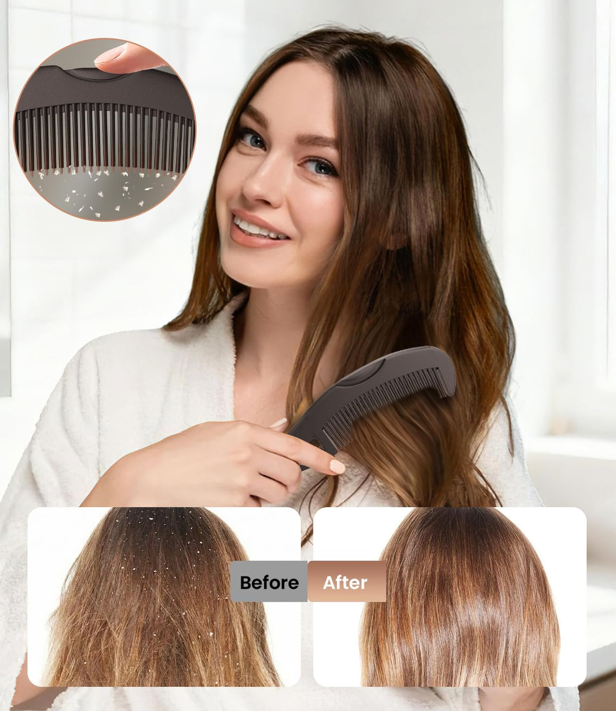 EHBELIF stainless steel comb with fine-tooth design