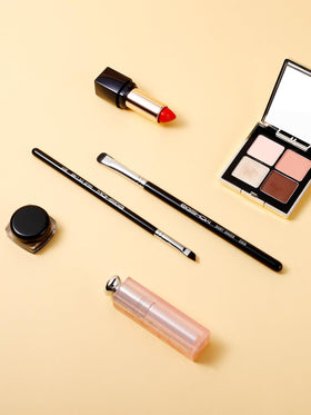 EIGSHOW Angled Eyeliner Brush and Eyeshadow Brush on vanity