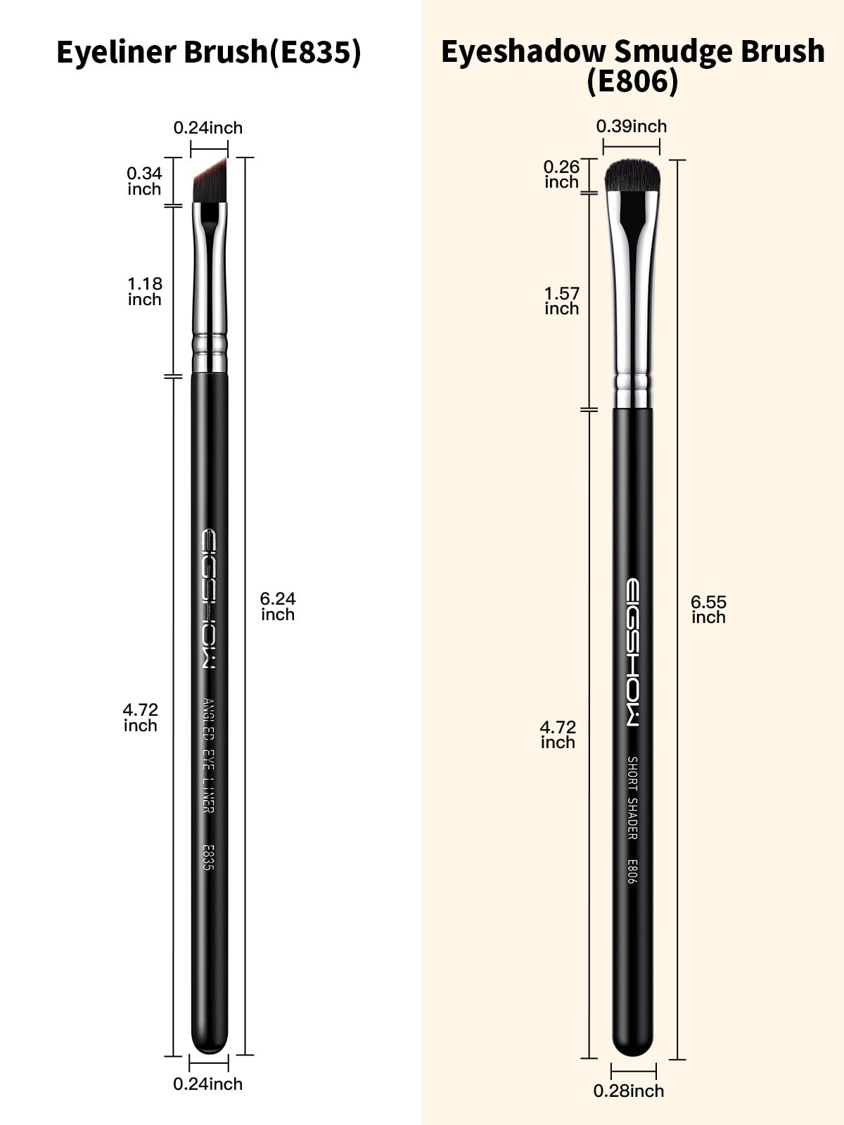 EIGSHOW Eyeshadow Smudge Brush side view with curved design