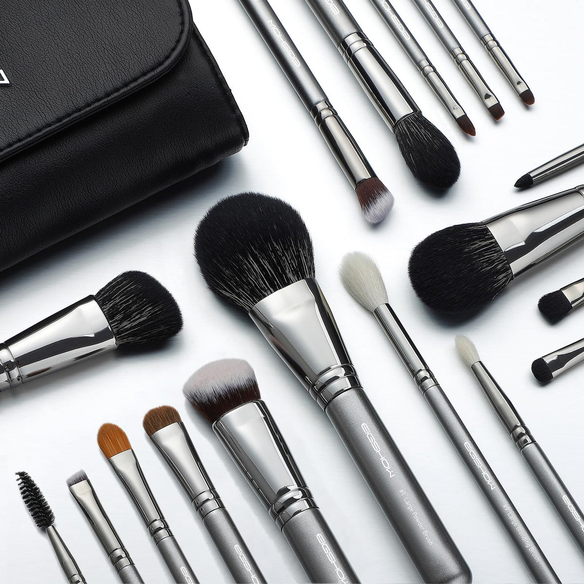 EIGSHOW Professional Makeup Brush Set 18pcs Grey front view