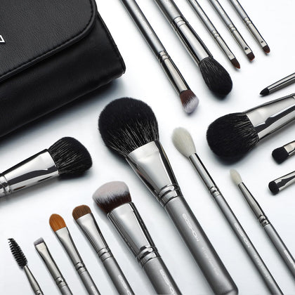 EIGSHOW Professional Makeup Brush Set 18pcs Grey front view