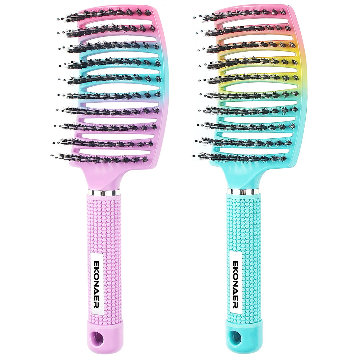 EKONAER Detangling Brush green and pink front view