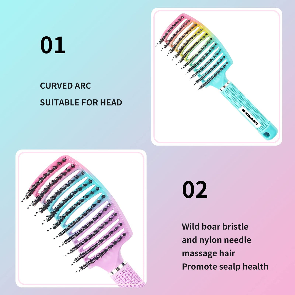 EKONAER Detangling Brush in use on wet hair