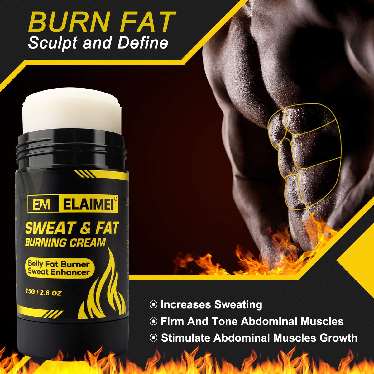ELAIMEI Fat Burning Sweat Cream back view with ingredients