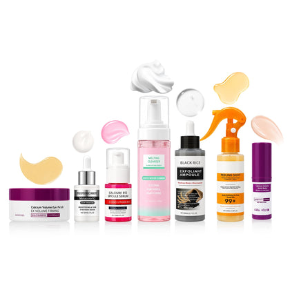 Elarenne Skincare Routine Set front view with cleanser and serums