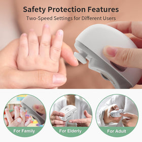 Electric nail clipper with magnifying lens attachment
