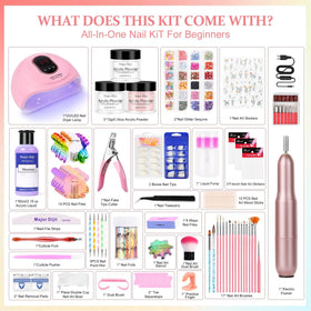 Electric nail drill with metal bits and sanding bands from the kit