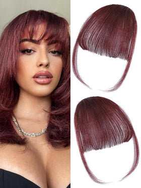 ELEFOCUS Clip in Bangs front view in burgundy