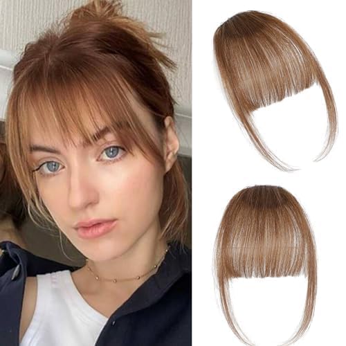 ELEFOCUS Clip-on Bangs front view in fine light brown