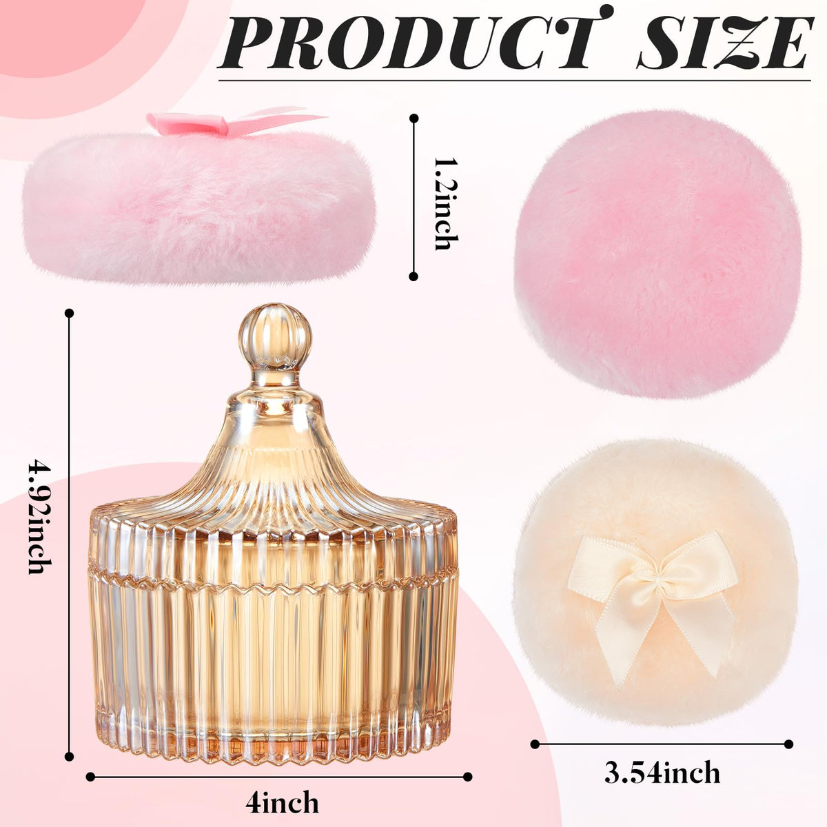 Elegant glass container for powder puffs by Tioncy