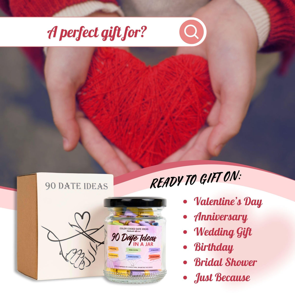 Elegant packaging of Musemory Date Ideas jar in stylish box