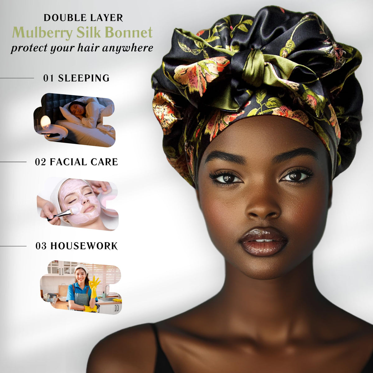Elegant packaging of Nochka Fashion Wild Rose Silk Hair Bonnet
