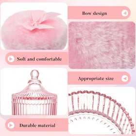 Elegant pink glass container for powder puffs