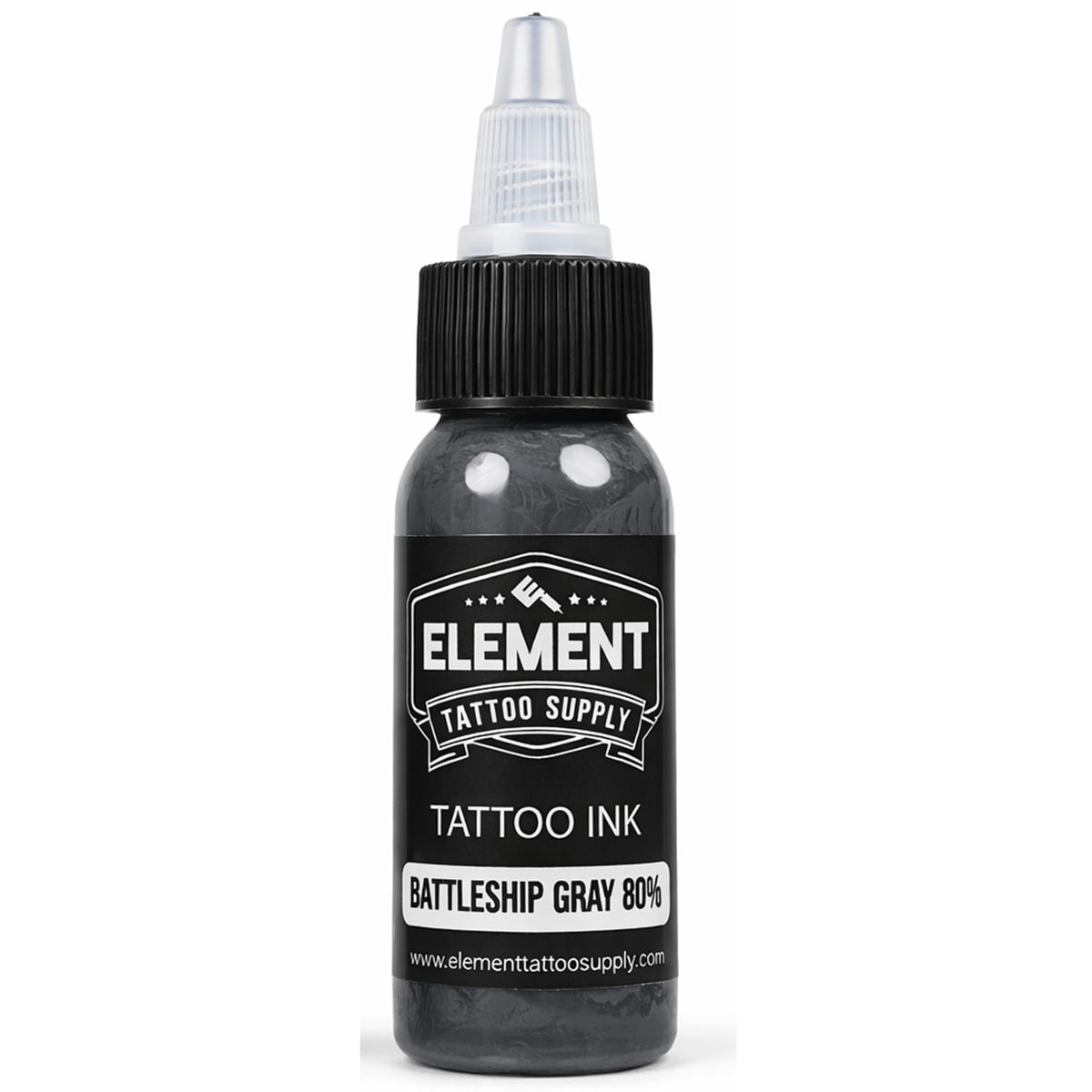 Element Tattoo Supply Battleship Gray Ink Set displayed with all four shades