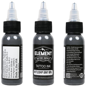 Element Tattoo Supply Battleship Gray Ink Set packaging and bottles