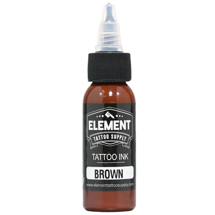 Element Tattoo Supply Brown Tattoo Ink 1oz bottle front view