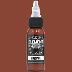 Element Tattoo Supply Brown Tattoo Ink 1oz bottle side view