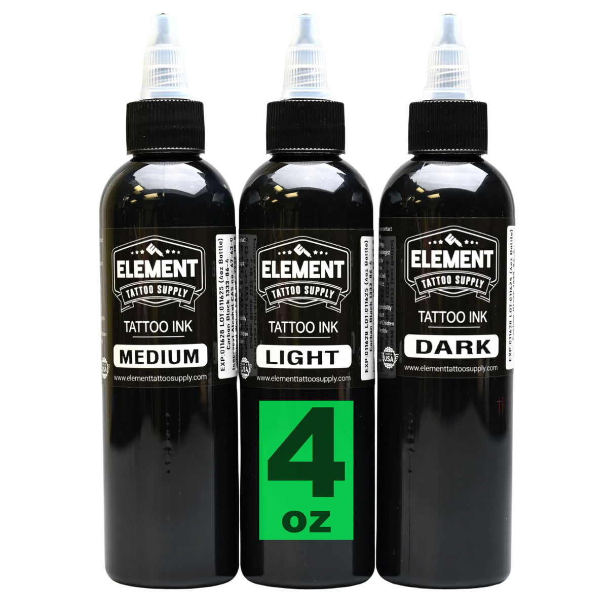 Element Tattoo Supply Greywash Ink Set 5 Shades 4oz front view