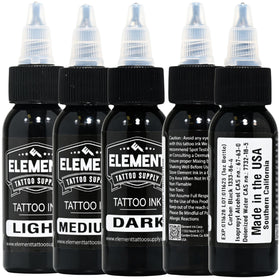 Element Tattoo Supply Greywash Ink Set artist using ink