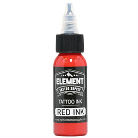 Element Tattoo Supply Ink Set 1oz red yellow blue bottles in professional studio
