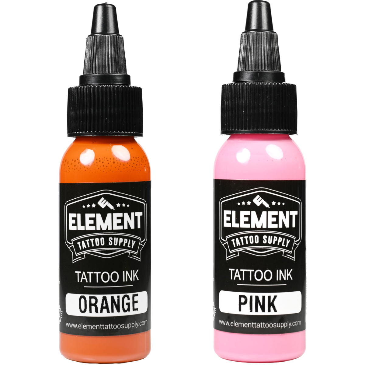 Element Tattoo Supply ink set display with all 10 colours