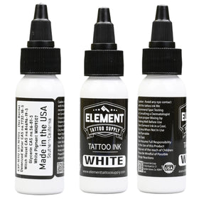 Element Tattoo Supply ink set packaging with black and white bottles