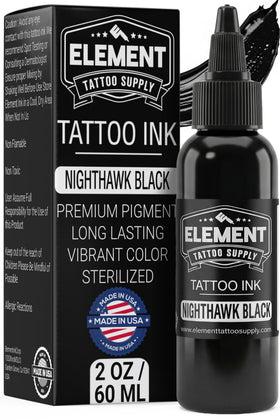 Element Tattoo Supply Nighthawk Black Ink 2oz bottle front view