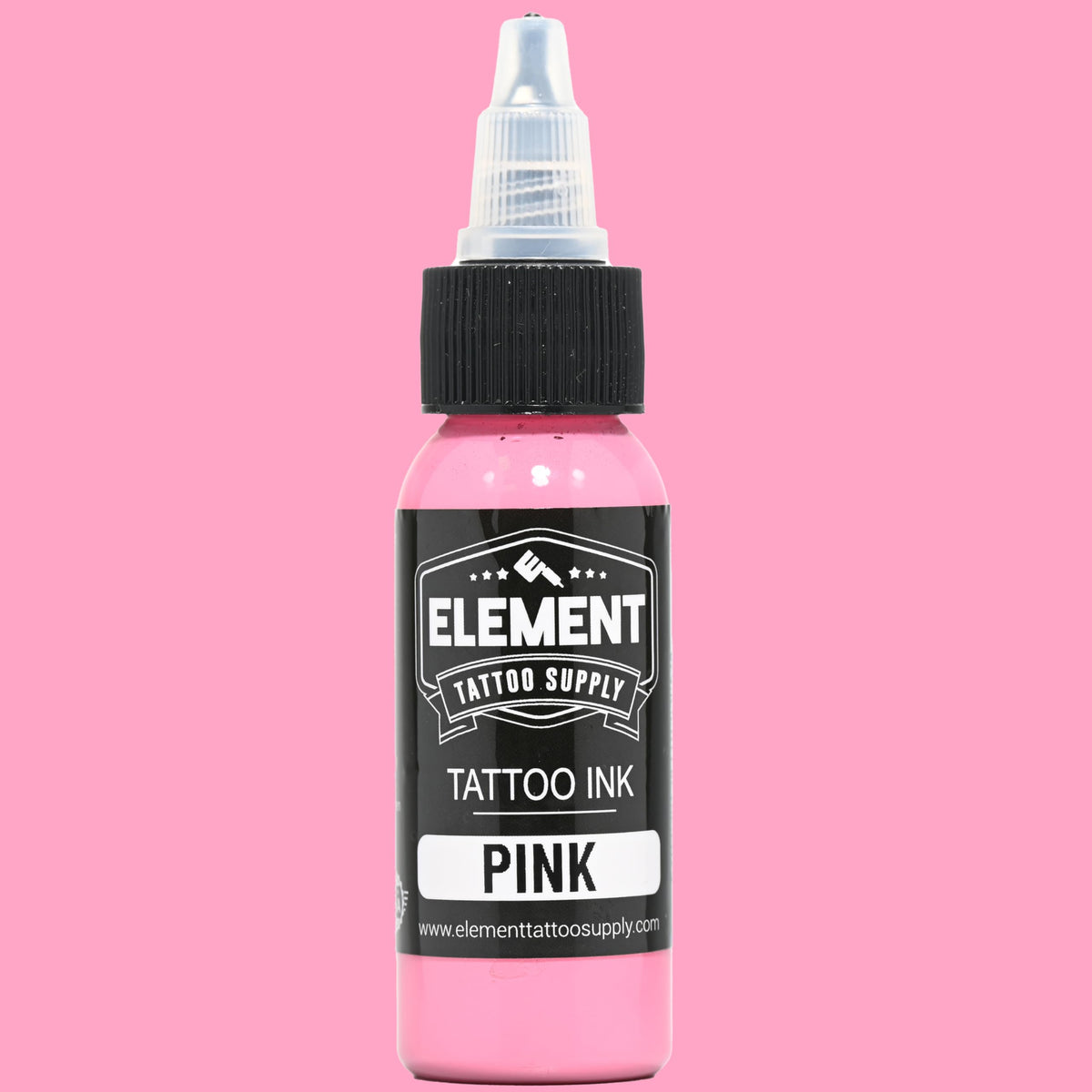 Element Tattoo Supply Pink Tattoo Ink 1oz bottle with cap off