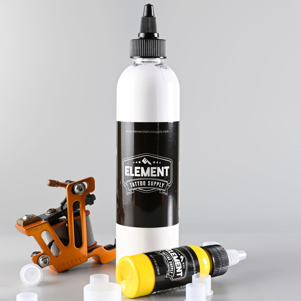 Element Tattoo Supply White Tattoo Ink 4oz bottle with tattoo supplies