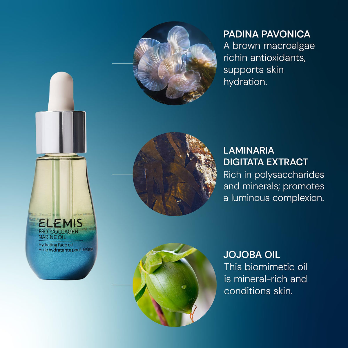 ELEMIS Pro-Collagen Marine Oil 15ml application on skin