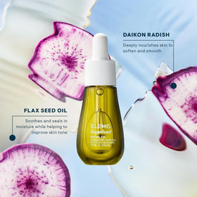 ELEMIS Superfood Facial Oil 15ml on a bathroom shelf